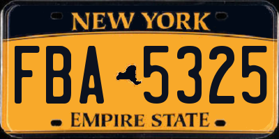 NY license plate FBA5325