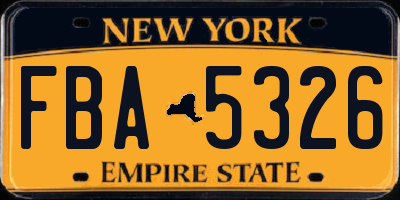 NY license plate FBA5326