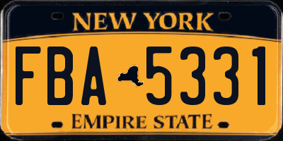 NY license plate FBA5331