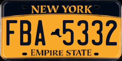 NY license plate FBA5332