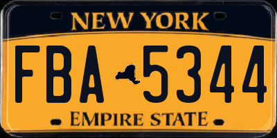 NY license plate FBA5344