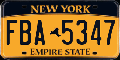 NY license plate FBA5347