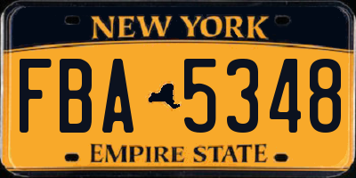 NY license plate FBA5348