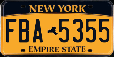 NY license plate FBA5355