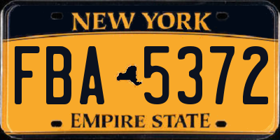 NY license plate FBA5372