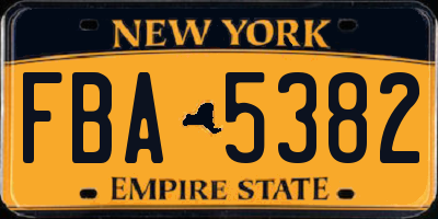 NY license plate FBA5382