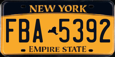 NY license plate FBA5392