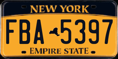 NY license plate FBA5397