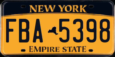 NY license plate FBA5398