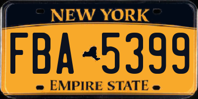 NY license plate FBA5399
