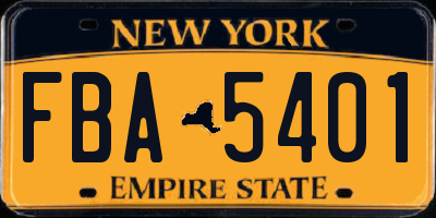 NY license plate FBA5401