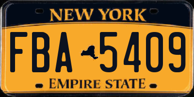 NY license plate FBA5409