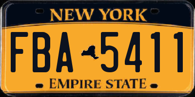 NY license plate FBA5411