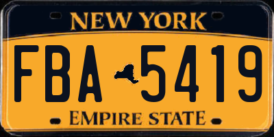 NY license plate FBA5419