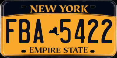 NY license plate FBA5422
