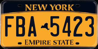 NY license plate FBA5423