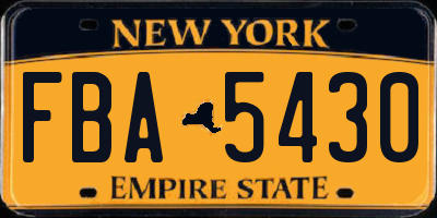 NY license plate FBA5430