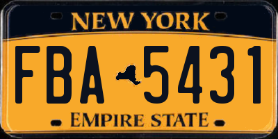 NY license plate FBA5431
