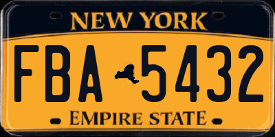 NY license plate FBA5432