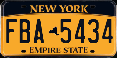 NY license plate FBA5434