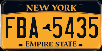 NY license plate FBA5435