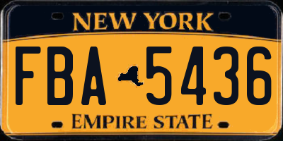 NY license plate FBA5436