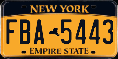 NY license plate FBA5443
