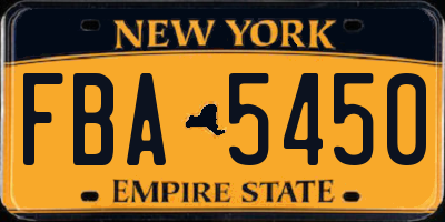 NY license plate FBA5450