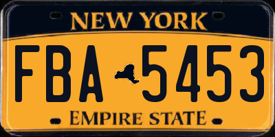 NY license plate FBA5453