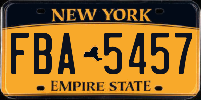NY license plate FBA5457