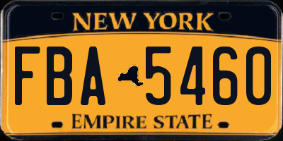 NY license plate FBA5460