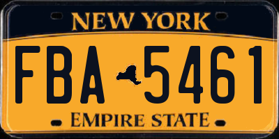 NY license plate FBA5461