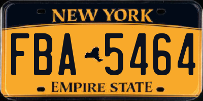 NY license plate FBA5464