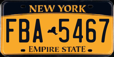 NY license plate FBA5467