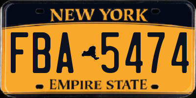 NY license plate FBA5474