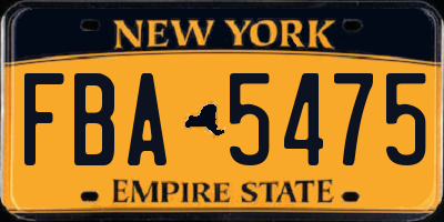NY license plate FBA5475