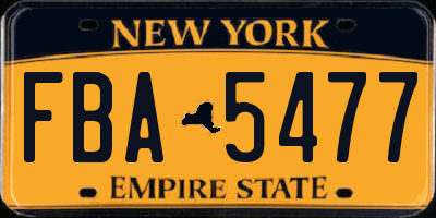 NY license plate FBA5477