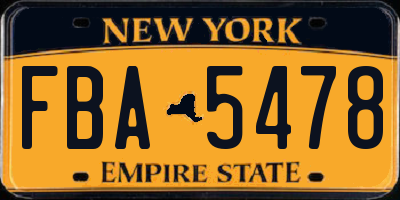 NY license plate FBA5478
