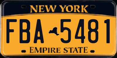 NY license plate FBA5481