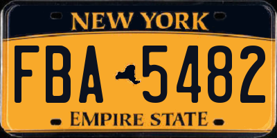 NY license plate FBA5482