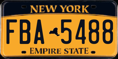 NY license plate FBA5488