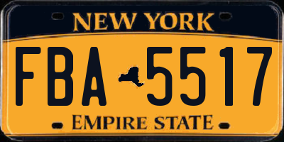 NY license plate FBA5517