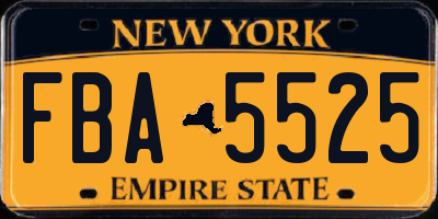 NY license plate FBA5525