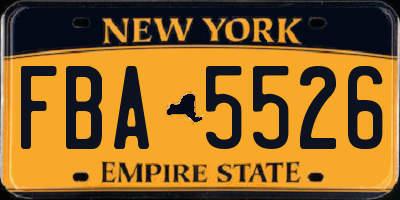 NY license plate FBA5526