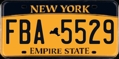 NY license plate FBA5529