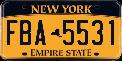 NY license plate FBA5531