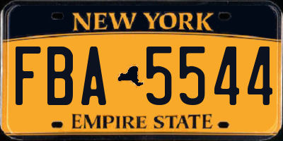 NY license plate FBA5544