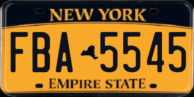 NY license plate FBA5545