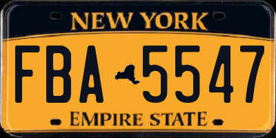 NY license plate FBA5547