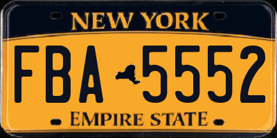 NY license plate FBA5552